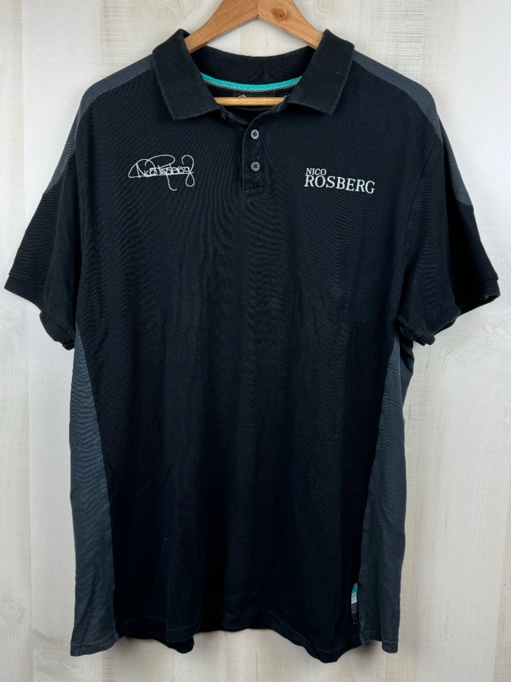 Mercedes AMG Petronas Formula One Team Nico Rosberg Men’s Black Polo Shirt XXL